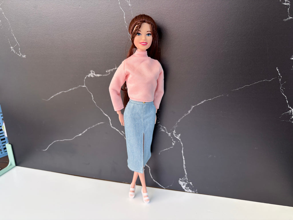 Green Pink & Denim Fashion Doll Outfit – Style Fashion Set