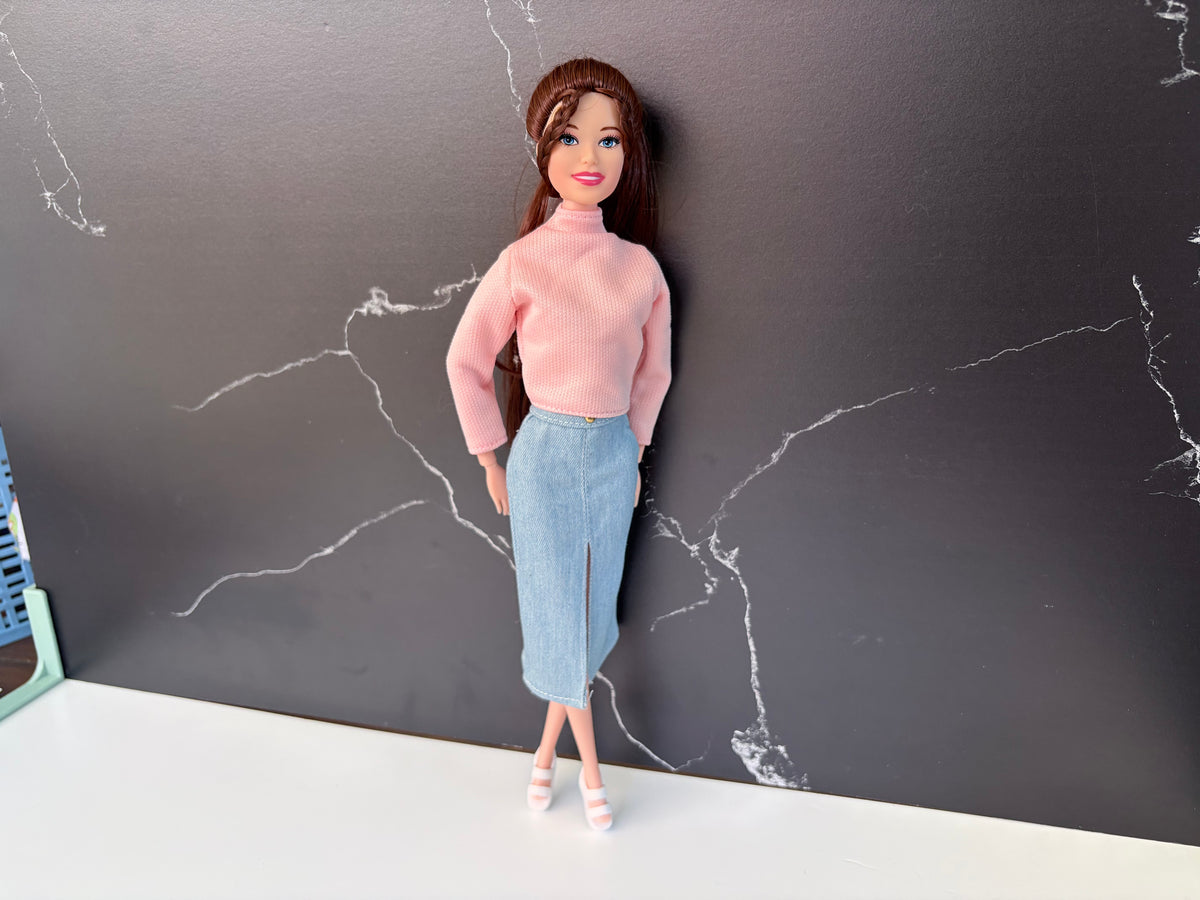 Green Pink & Denim Fashion Doll Outfit – Style Fashion Set