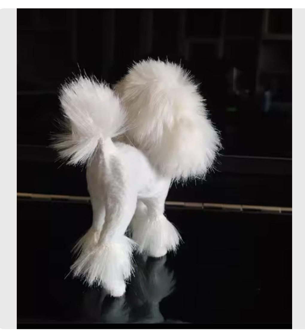 Poodle Pet for 11.5 inch Fashion Dolls Pink or White Faux Fur, 1:6 scale