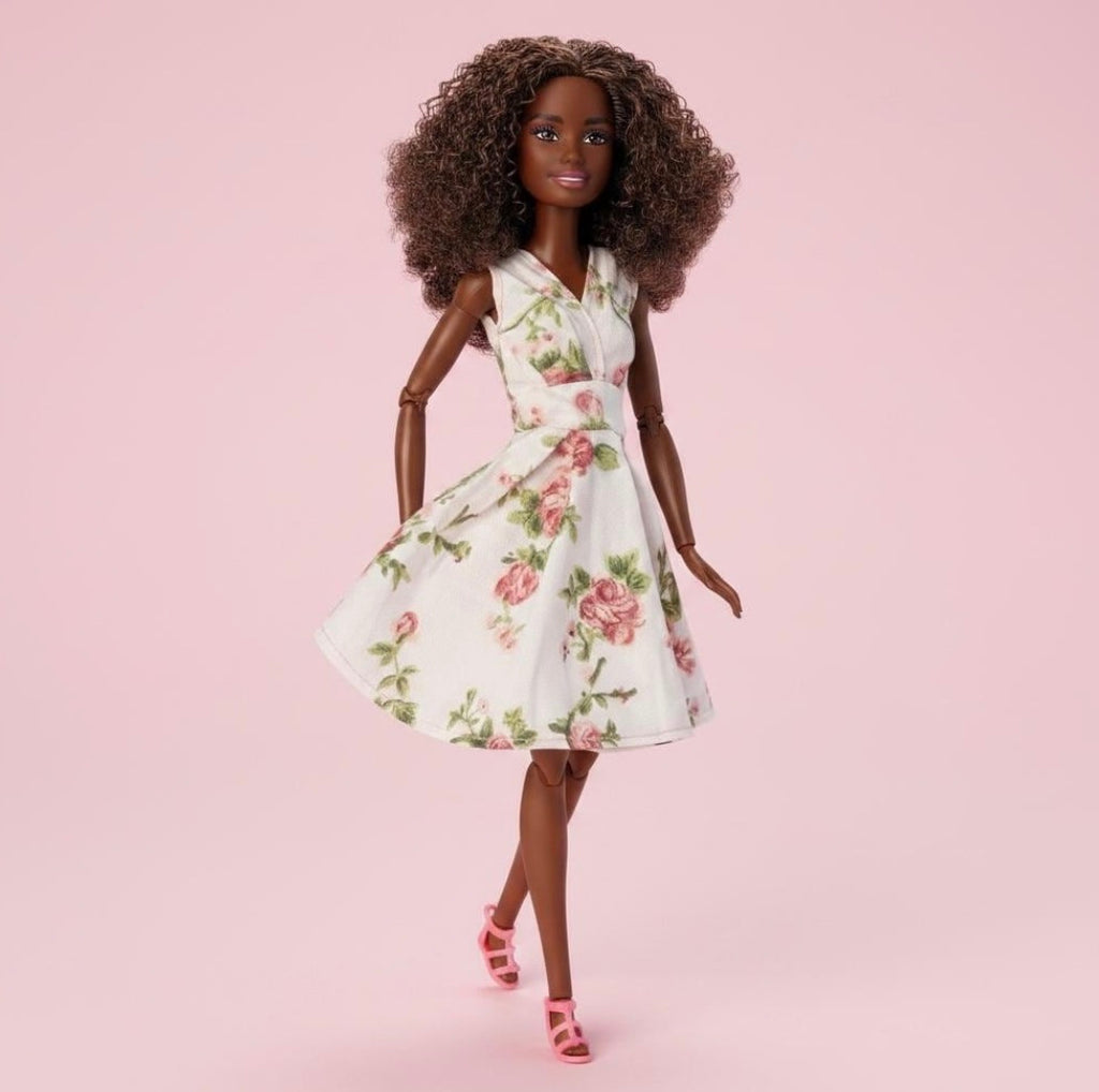 Fashion Doll MTM Dress Outfit: Rose dress, and  Top, Pleated Skirt All One Piece for 1/6 Scale Dolls