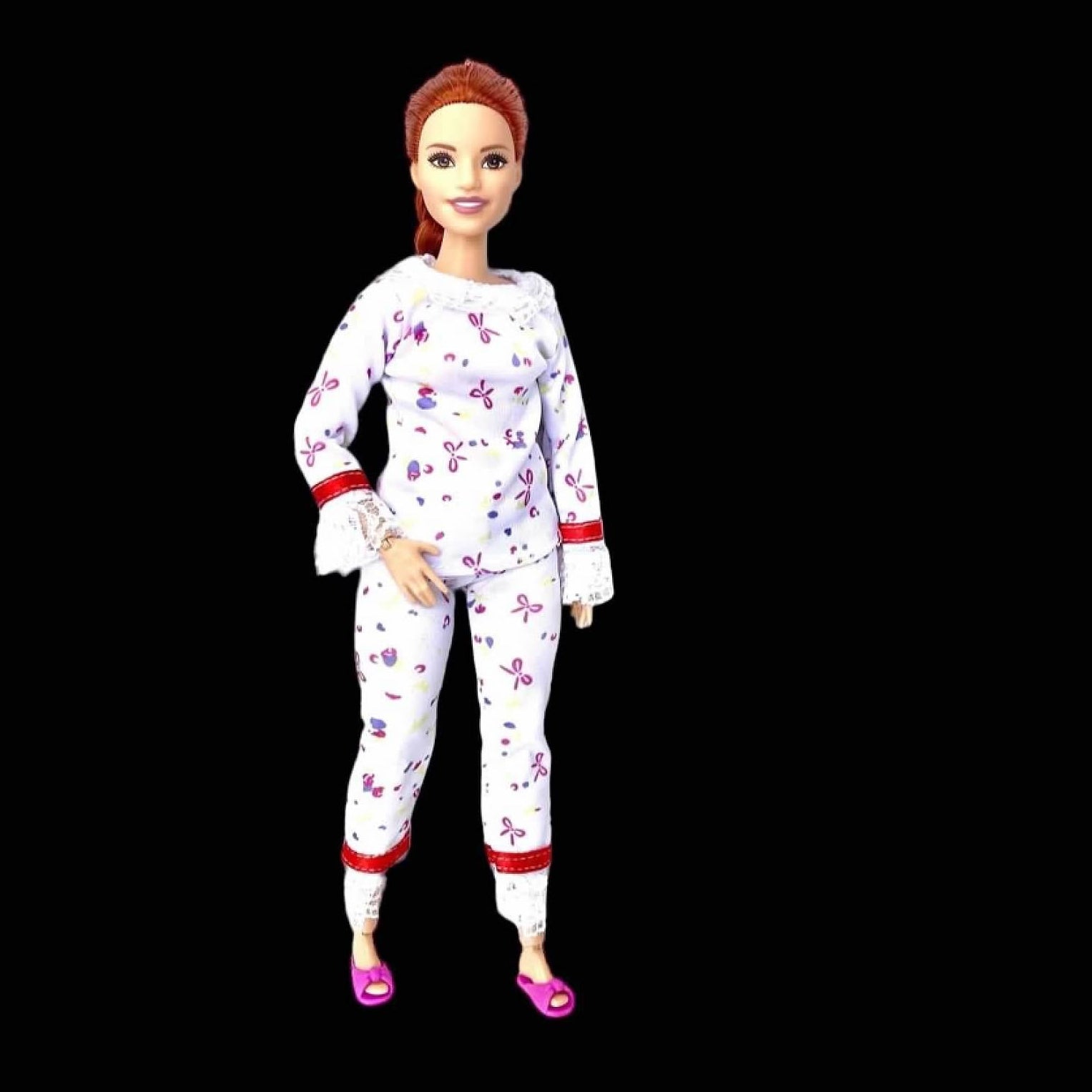 Doll Pajama Set: Pink Kitty Slippers, Robe & Accessories