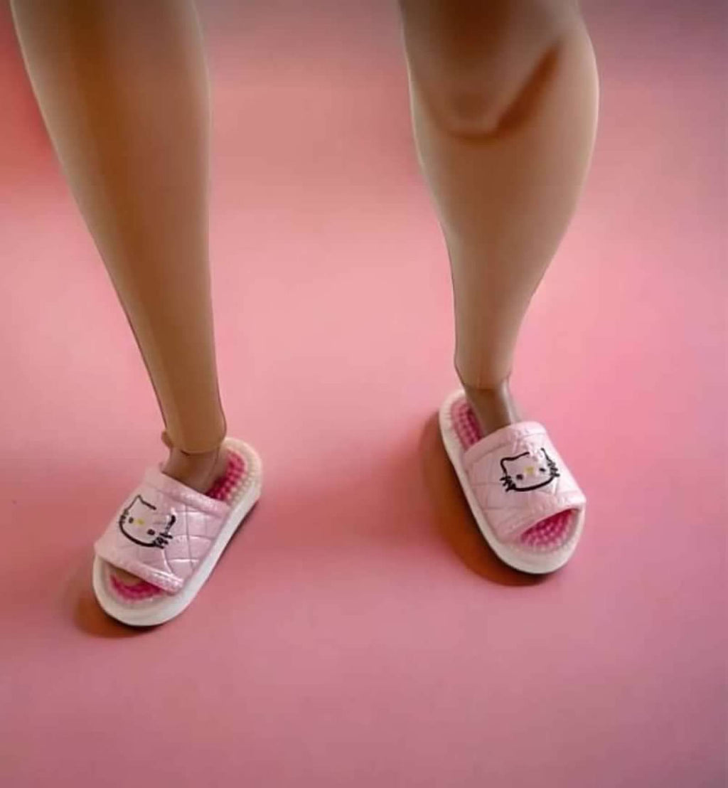 Doll Pajama Set: Pink Kitty Slippers, Robe & Accessories