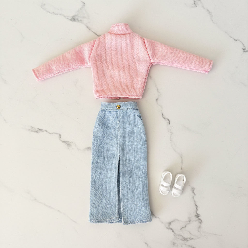 Green Pink & Denim Fashion Doll Outfit – Style Fashion Set