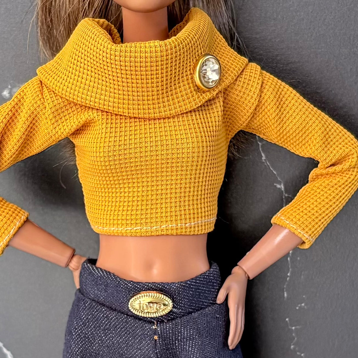 Denim Doll Shorts, stripe top Top, 1:6 Scale Doll Jeans and Shirts