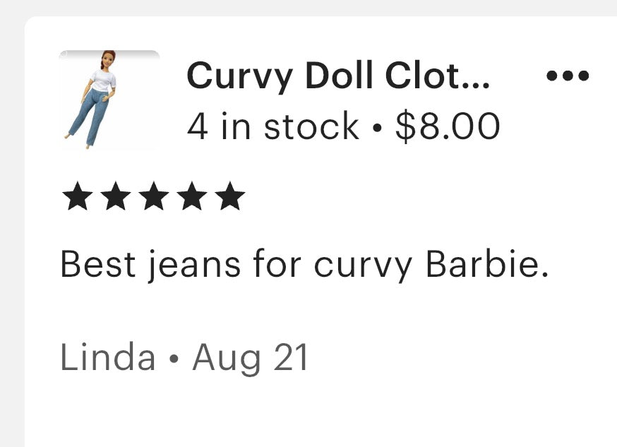 Curvy Doll Jeans: 12" Fashion Doll Clothes for Flat Feet Dolls