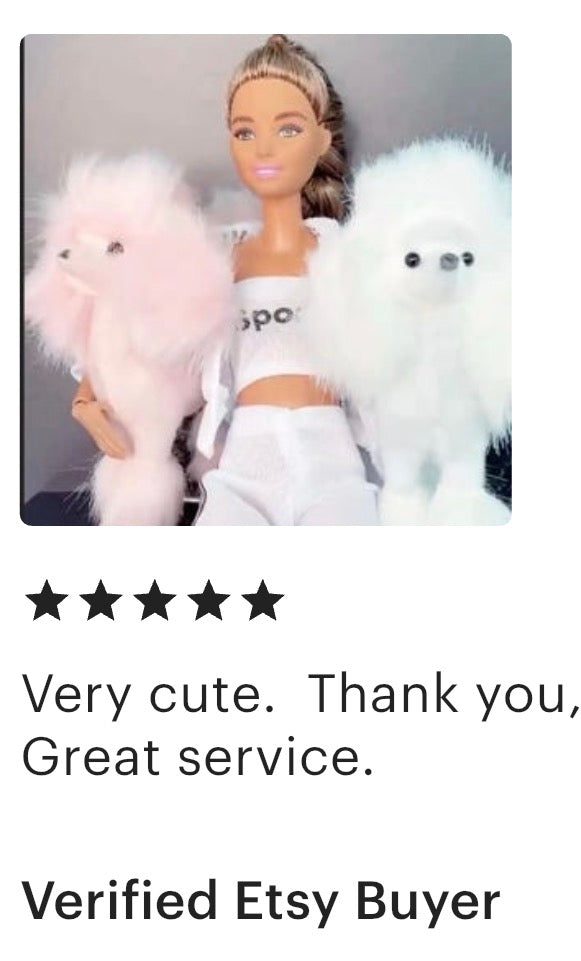 Poodle Pet for 11.5 inch Fashion Dolls Pink or White Faux Fur, 1:6 scale
