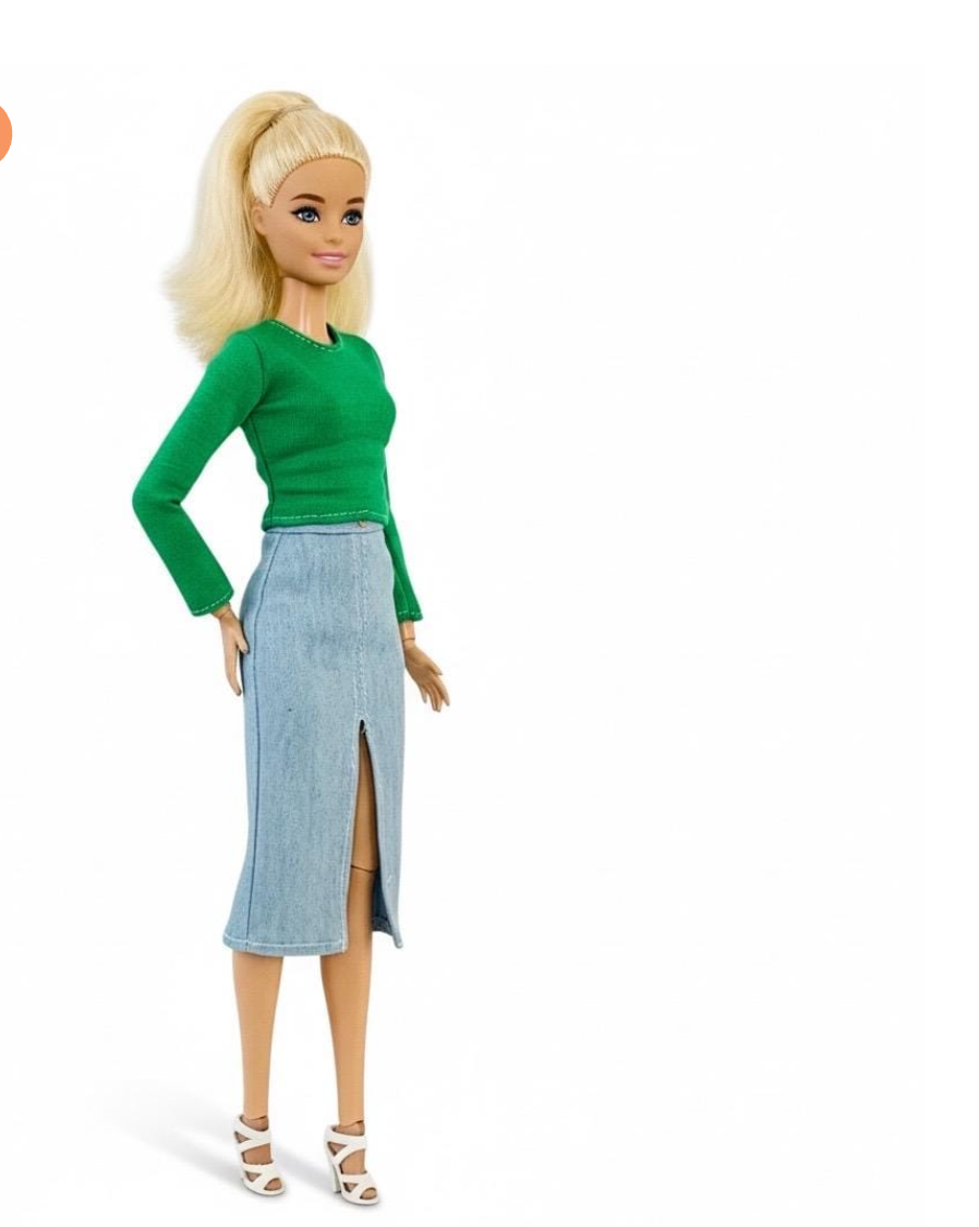 Green Pink & Denim Fashion Doll Outfit – Style Fashion Set