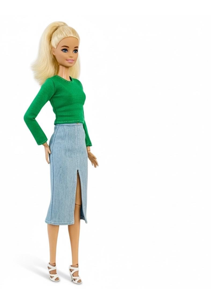 Green Pink & Denim Fashion Doll Outfit – Style Fashion Set