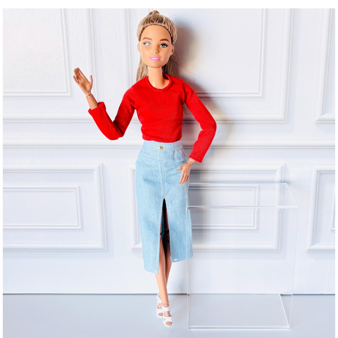 Green Pink & Denim Fashion Doll Outfit – Style Fashion Set