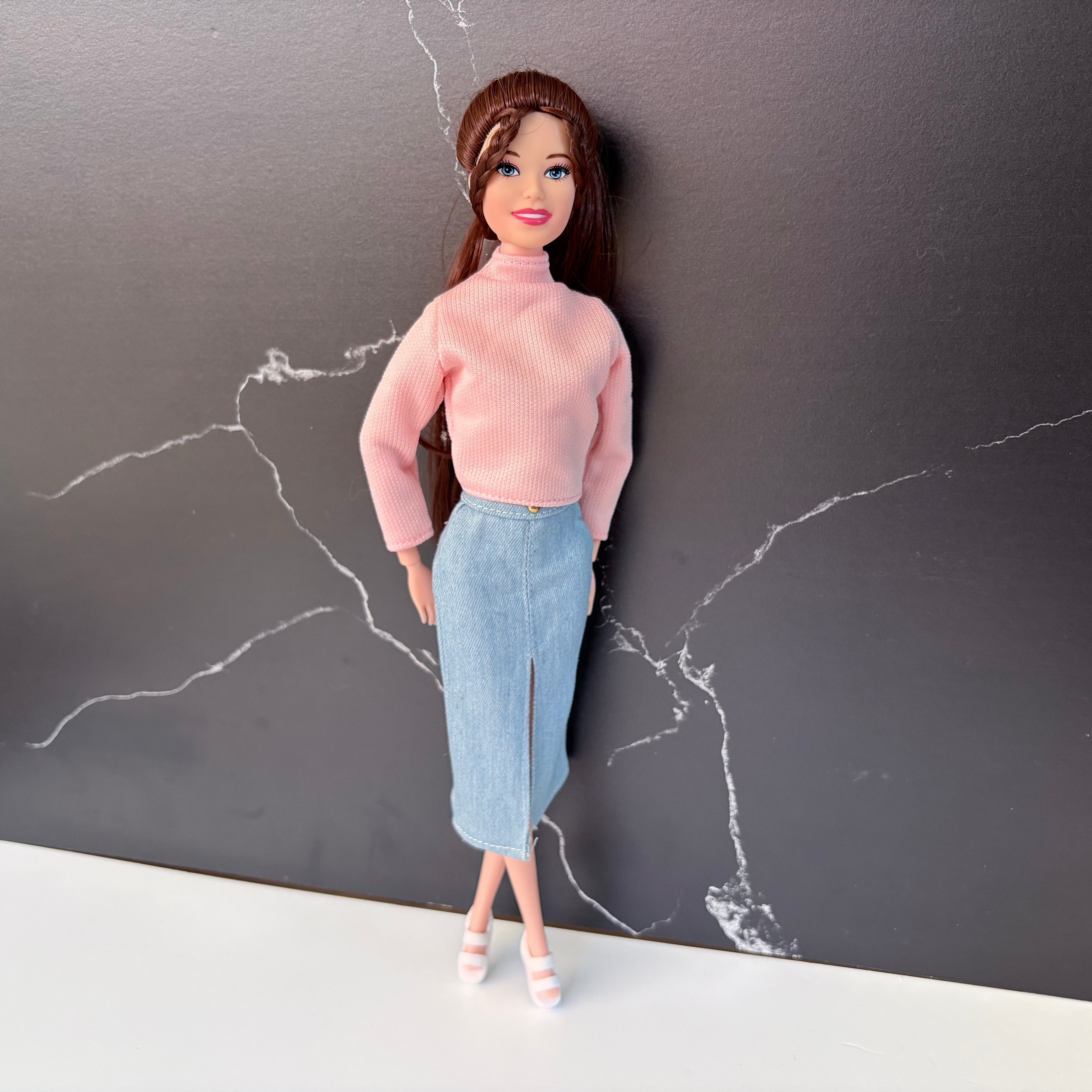 Green Pink & Denim Fashion Doll Outfit – Style Fashion Set