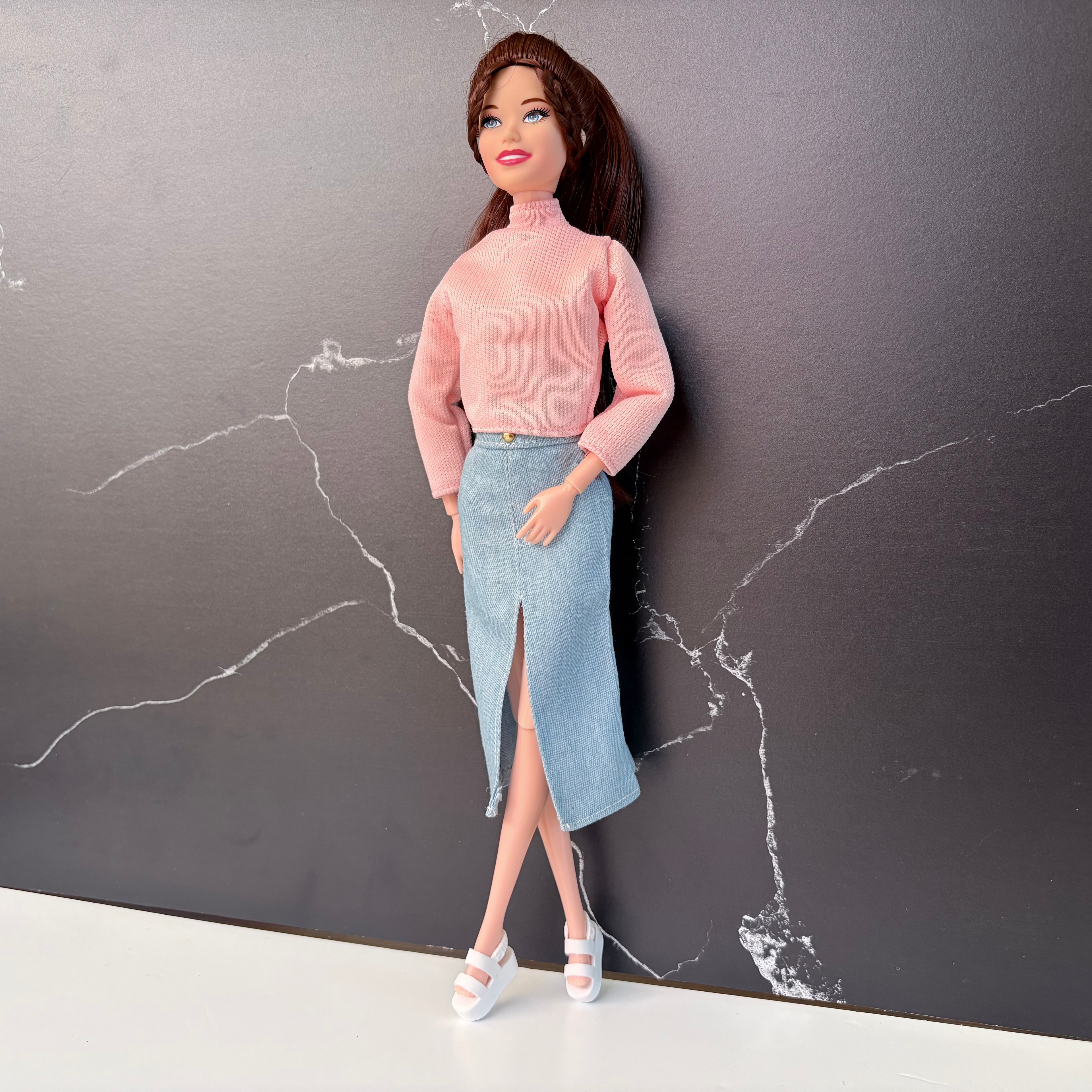 Green Pink & Denim Fashion Doll Outfit – Style Fashion Set
