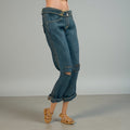 Denim Doll Cuffed Distress Jeans With Top and Sandals, 1:6 Scale Doll Jeans and Shirts