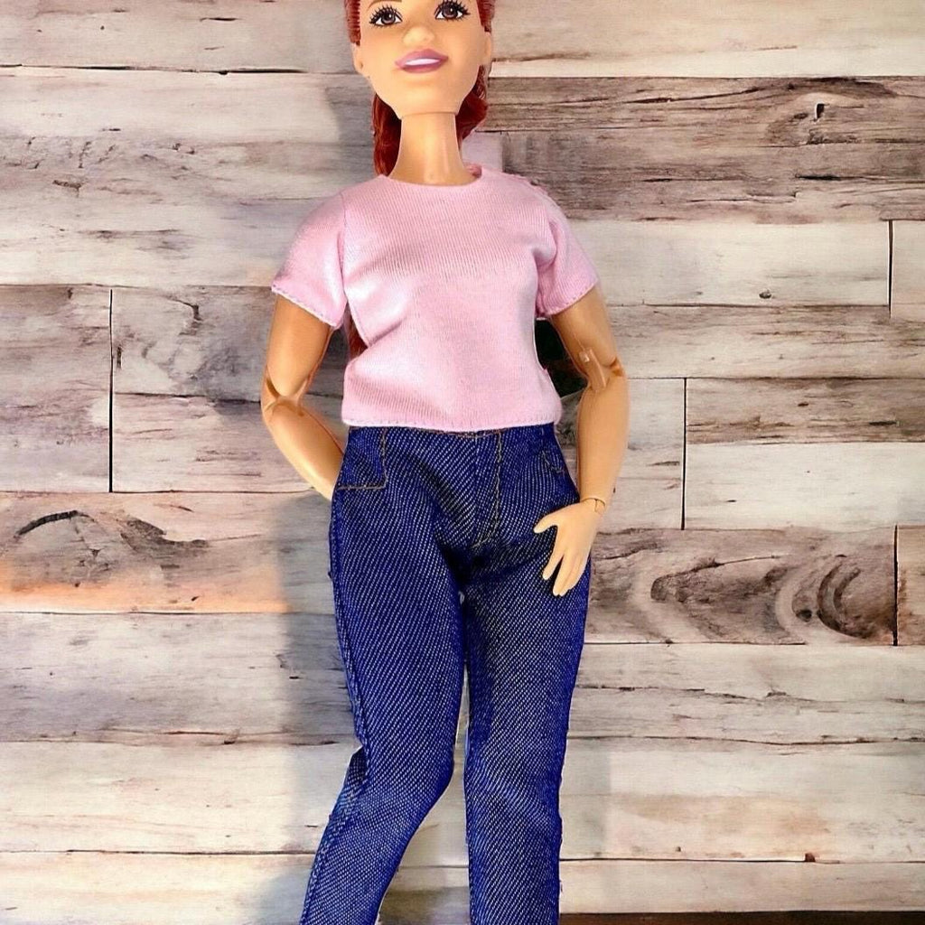 Curvy Doll Jeans: 12" Fashion Doll Clothes for Flat Feet Dolls