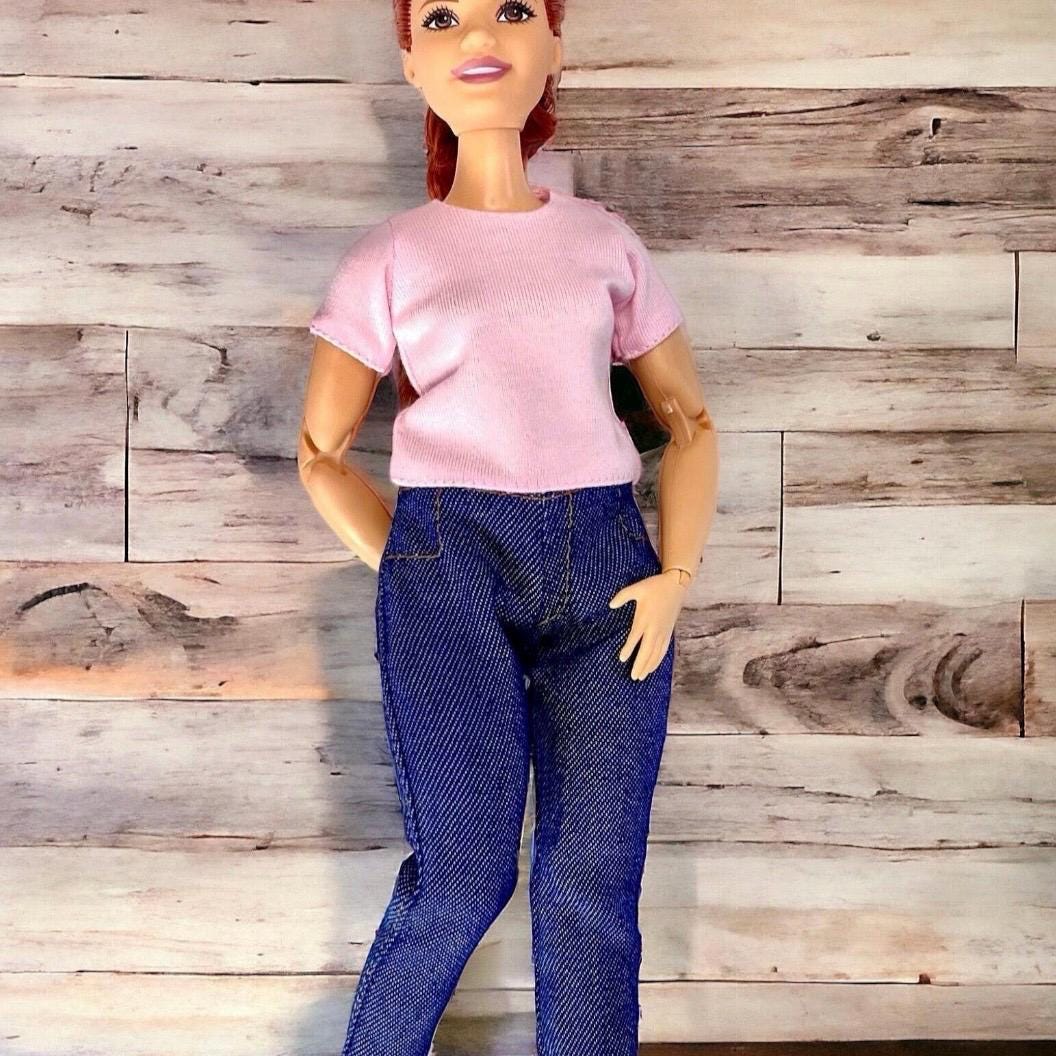 Curvy Doll Jeans: 12" Fashion Doll Clothes for Flat Feet Dolls