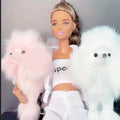 Poodle Pet for 11.5 inch Fashion Dolls Pink or White Faux Fur, 1:6 scale