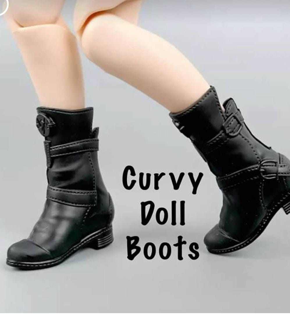 Curvy Fashion Doll Pink Platforms, Black Boots & Chunky Sneakers
