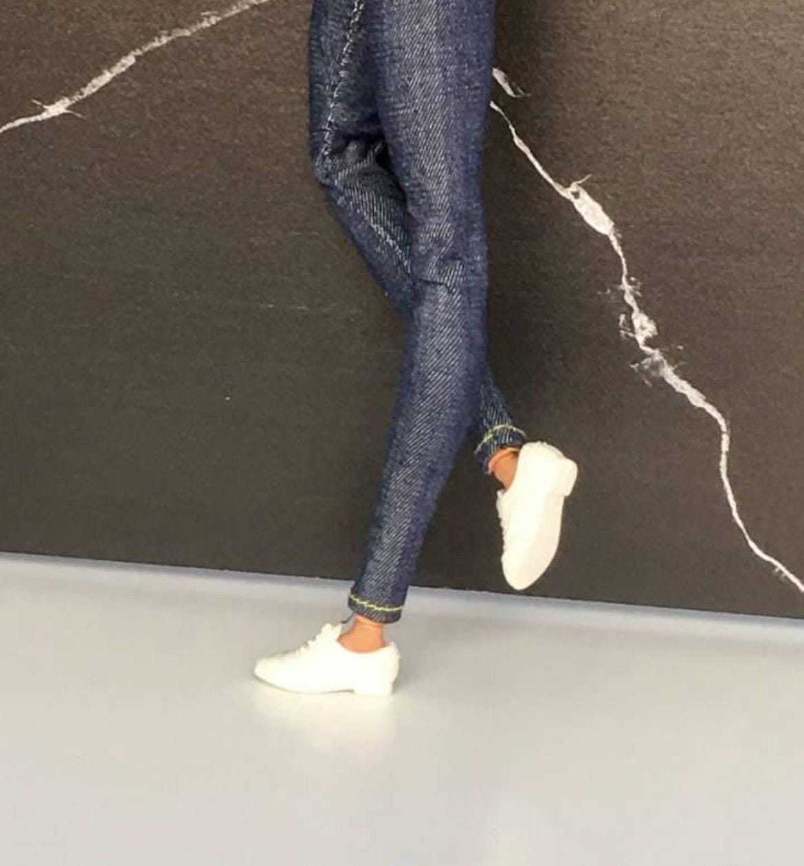 Doll Denim Skinny Jeans with White Shoes - Fits 11.5" Fashion Dolls, MTM