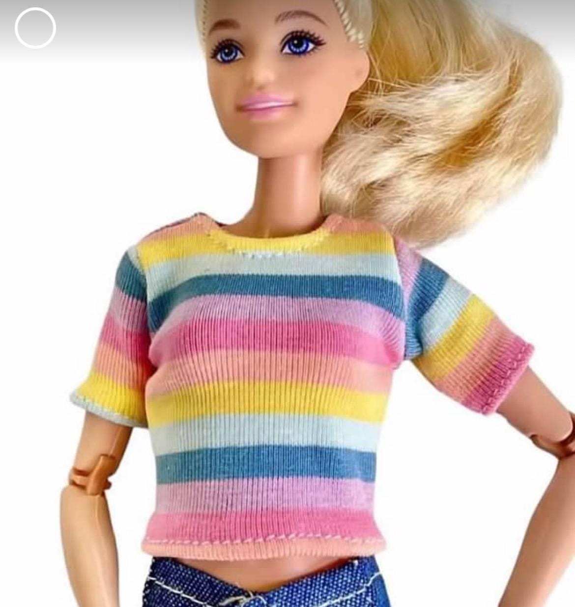 Fashion Doll Clothes: Black pants slacks & Rainbow Top, 1/6 Scale