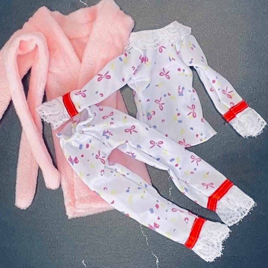 Doll Pajama Set: Pink Kitty Slippers, Robe & Accessories