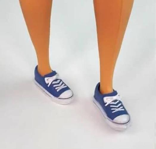 Curvy Doll Sneakers, Black Shoes for 1:6 Fashion Doll