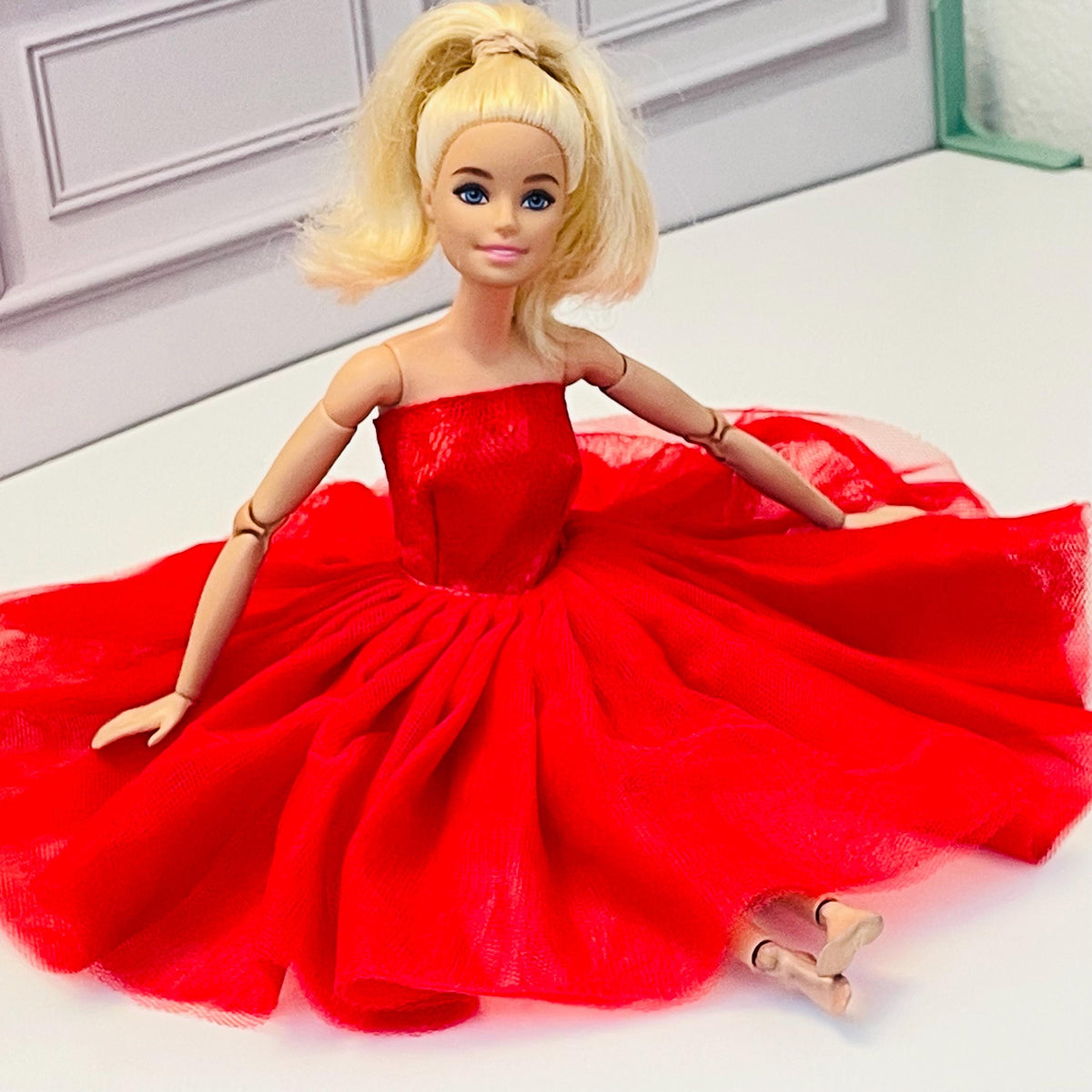 Fashion Doll Evening Gown: Luscious Layers Tafetta Dress with Shoes