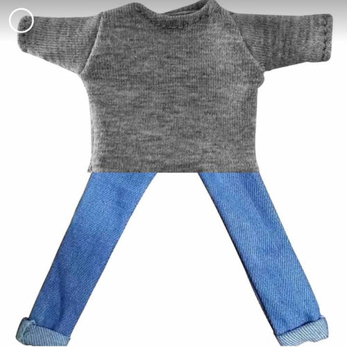 11" Doll Clothes: White Stretch Pants, Butterfly Denim Pants, Shirts