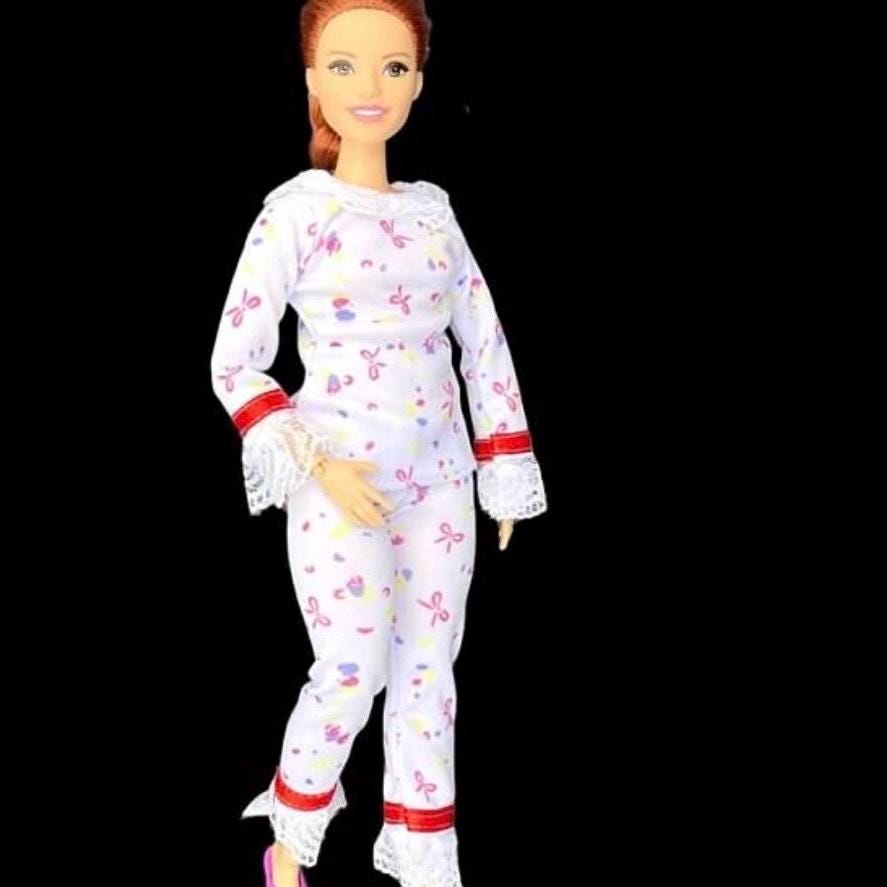 Doll Pajama Set: Pink Kitty Slippers, Robe & Accessories