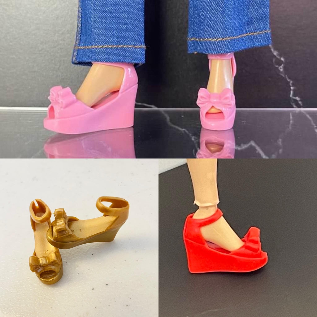 Gold Curvy Doll High Heels: MTM BJD Shoes, Assorted Colors