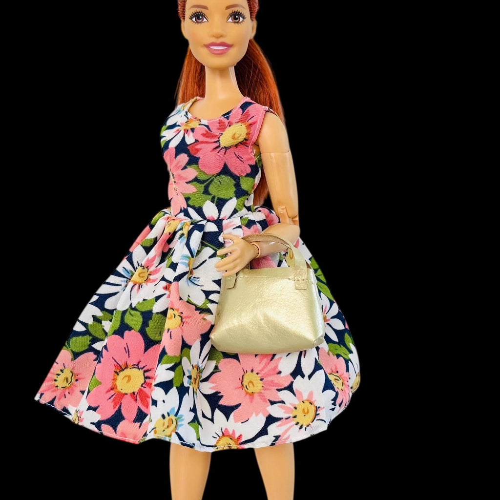 Fashion Doll Dress, Floral Outfit, Fits Curvy and Regular Dolls