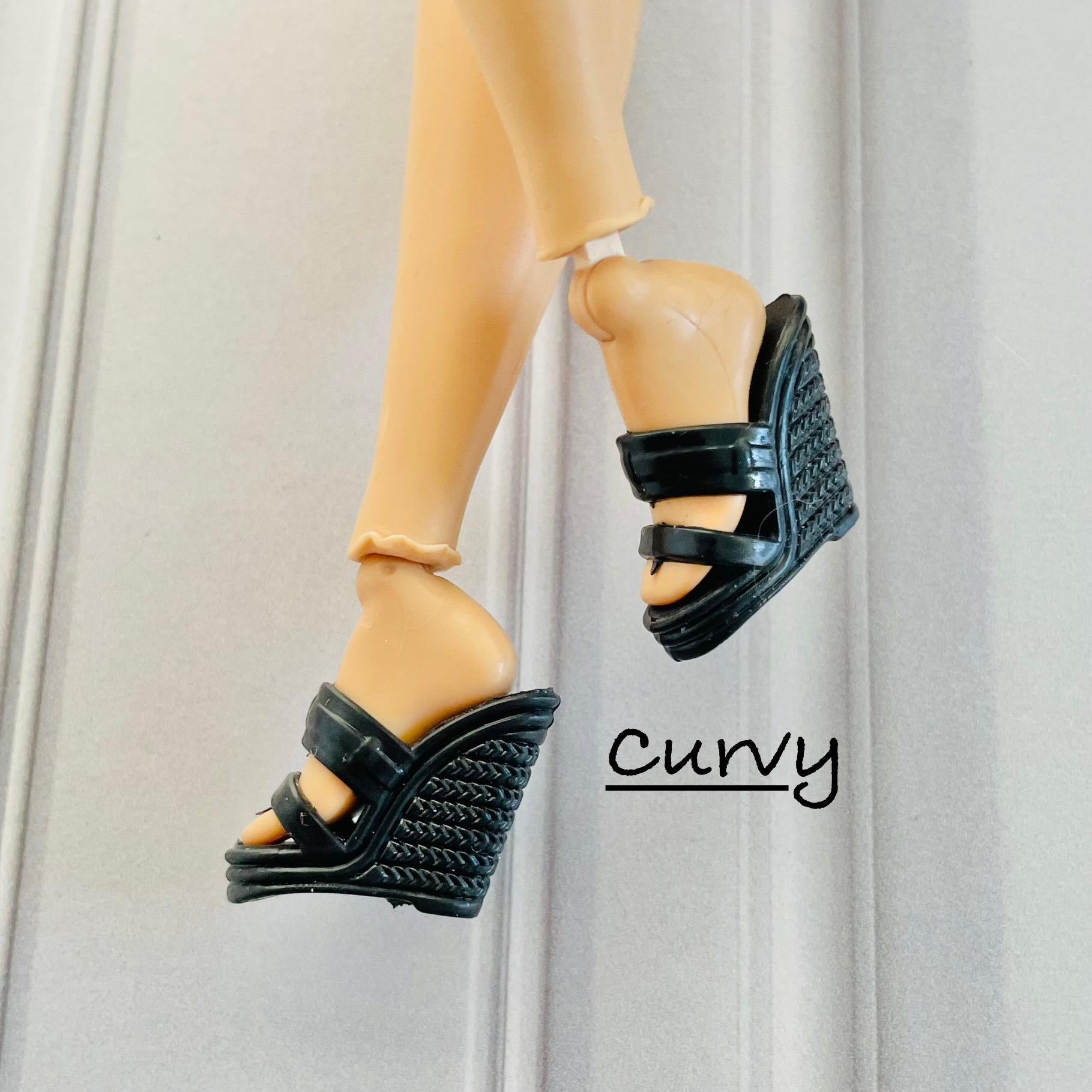 Black & White High Heel Doll Shoes - Fashion Royalty, Curvy, Made to Move