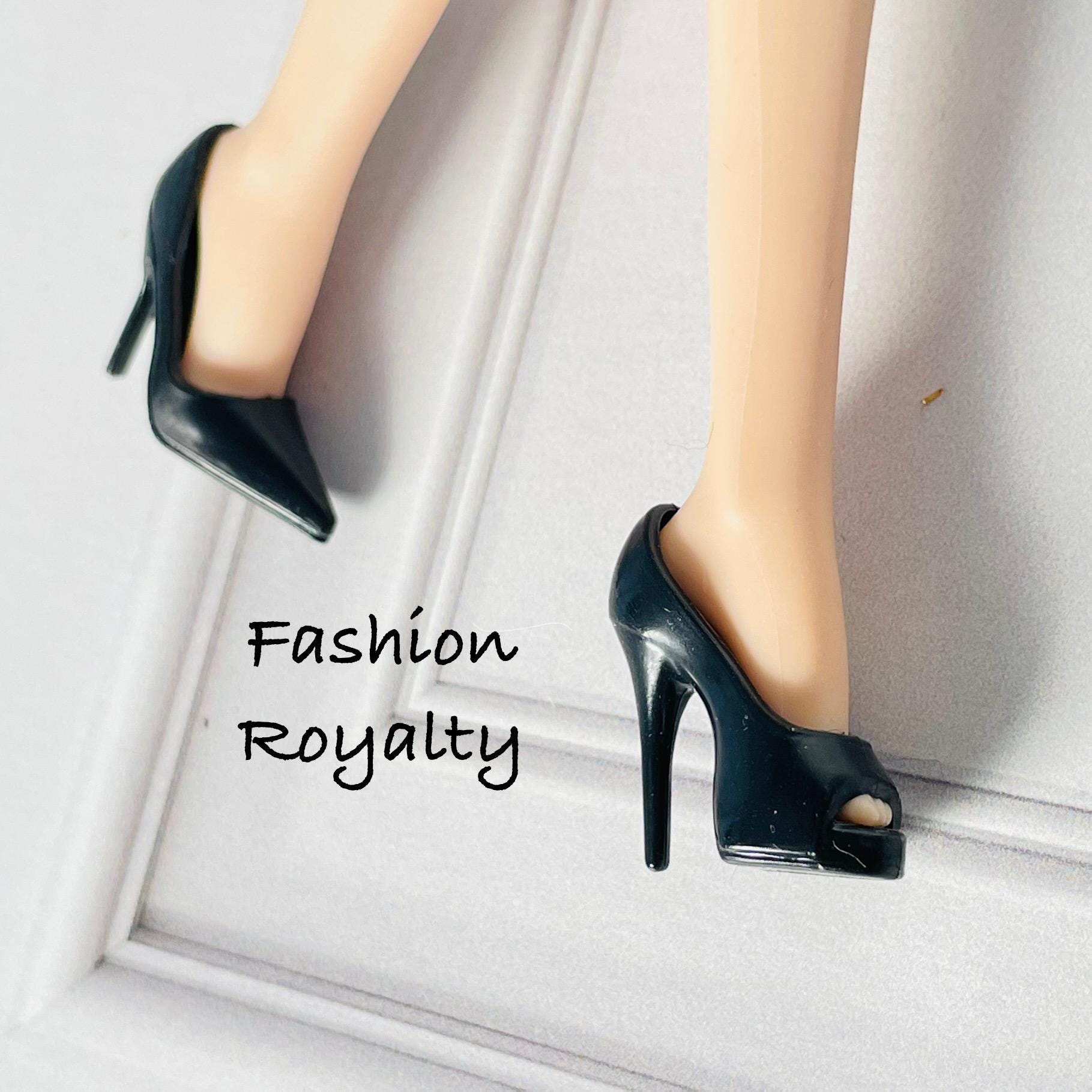 Black & White High Heel Doll Shoes - Fashion Royalty, Curvy, Made to Move