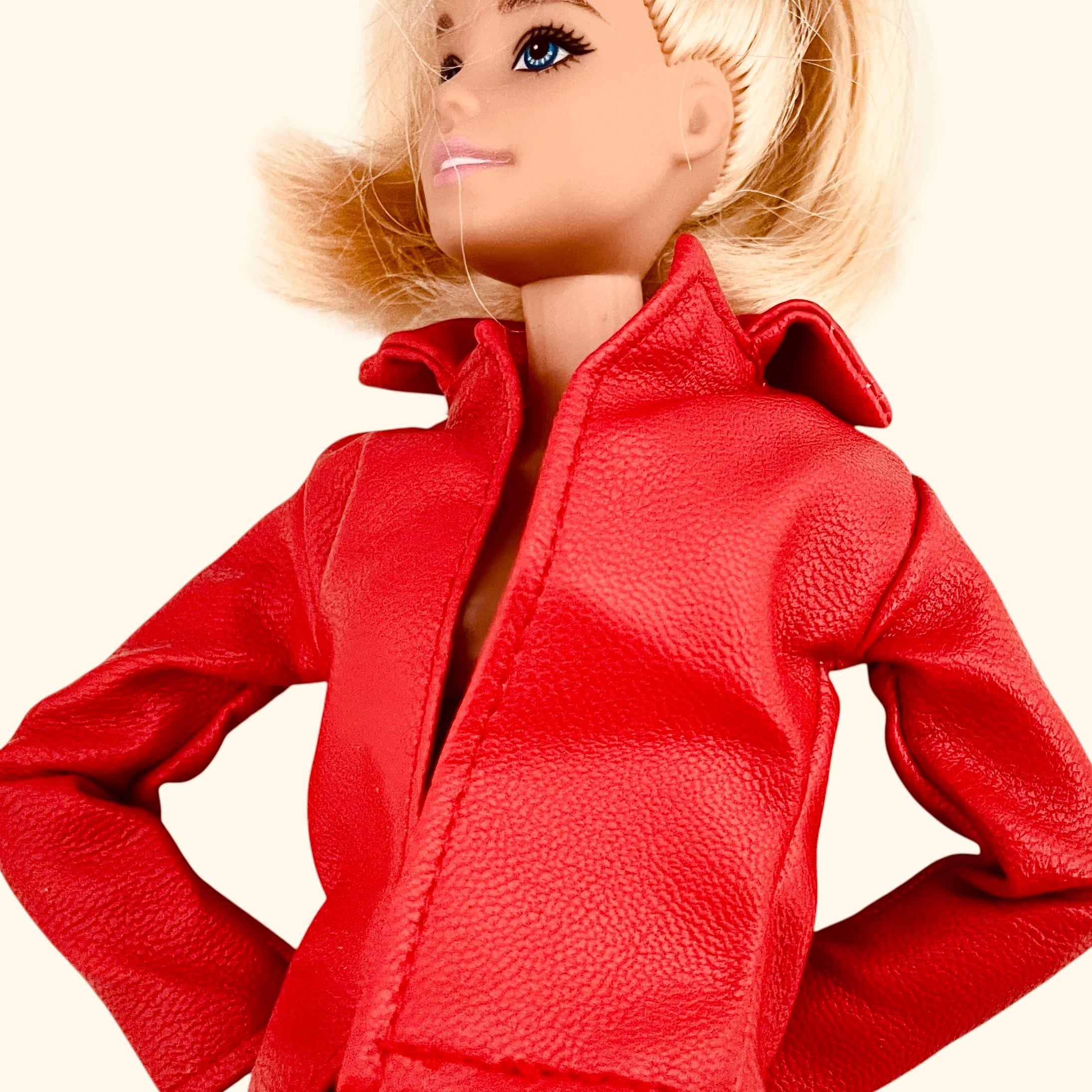 Fashion Doll Faux Leather Waist-Length Biker Coat, 11–12 Inch Mtm and Curvy