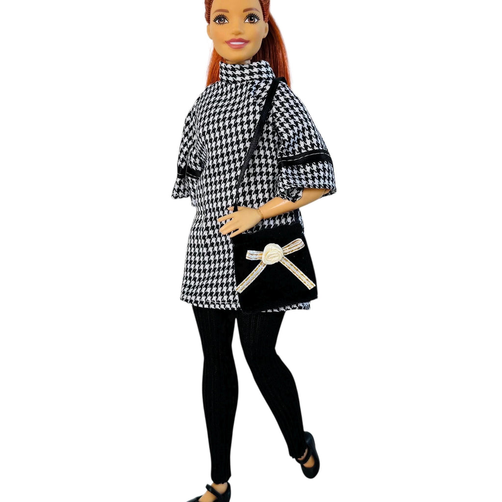 Curvy and Regular MTM Doll Outfit: Black & White Fashion Doll Clothes Set