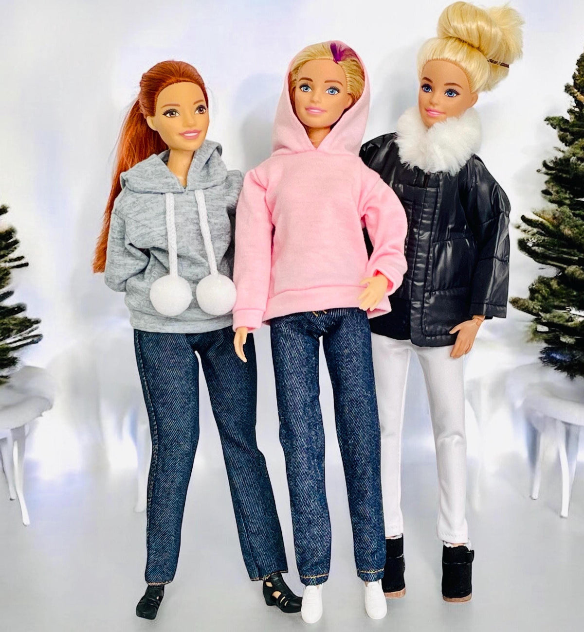 Doll Outfit Set: Jacket, Hoodie, Boots - Made to Move & Curvy Dolls
