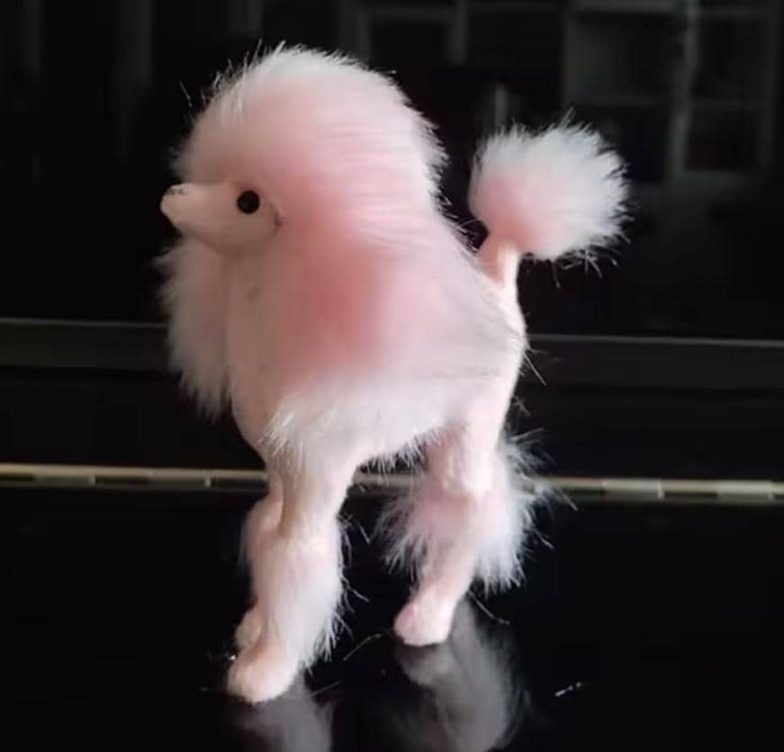 Poodle Pet for 11.5 inch Fashion Dolls Pink or White Faux Fur, 1:6 scale