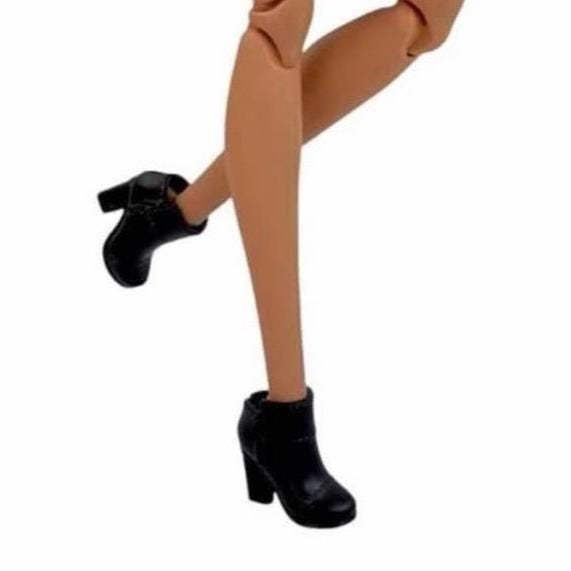 Black Ankle Doll Boots: 11-12" Fashion Doll Shoes