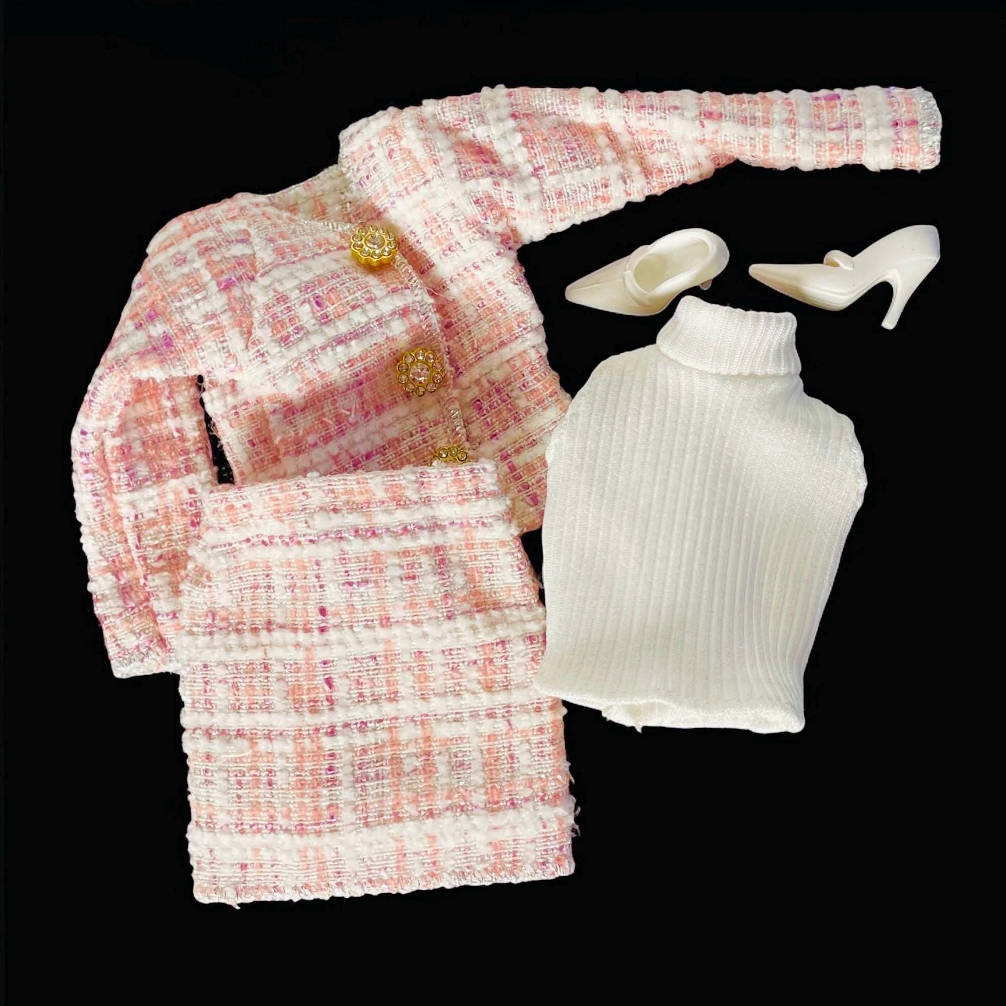 Fashion Doll Outfit - Pink Plaid Jacket, Skirt, Top & Heels - 1:6 Scale