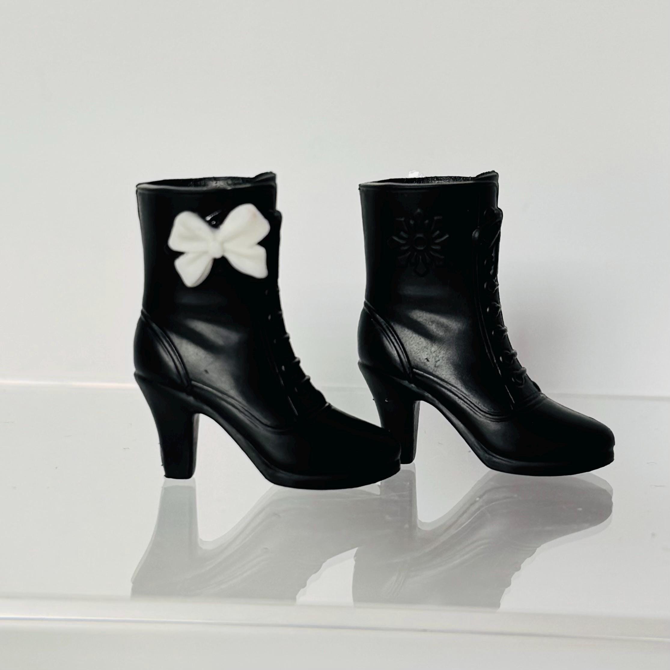Black Ankle Doll Boots: 11-12" Fashion Doll Shoes