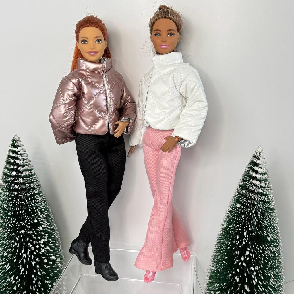 Pink Puffer Jacket and Boots for 11.5inch Dolls, 1:6 Scale doll clothes