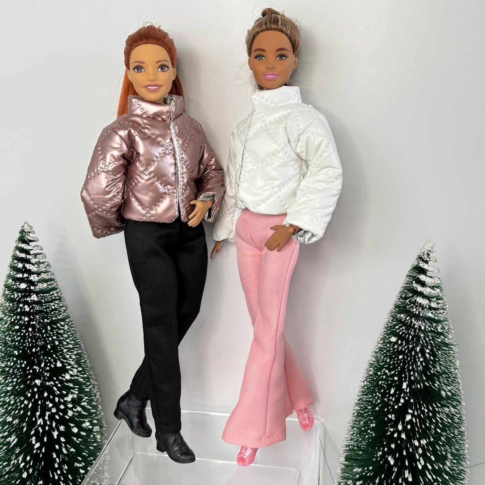 Pink Puffer Jacket and Boots for 11.5inch Dolls, 1:6 Scale doll clothes