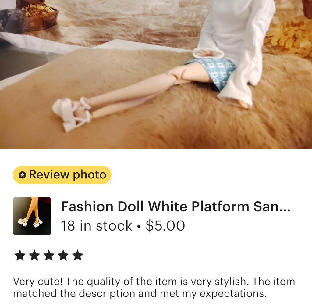 Fashion Doll White Platform Sandals: High Heel Shoes for Flat Feet Dolls