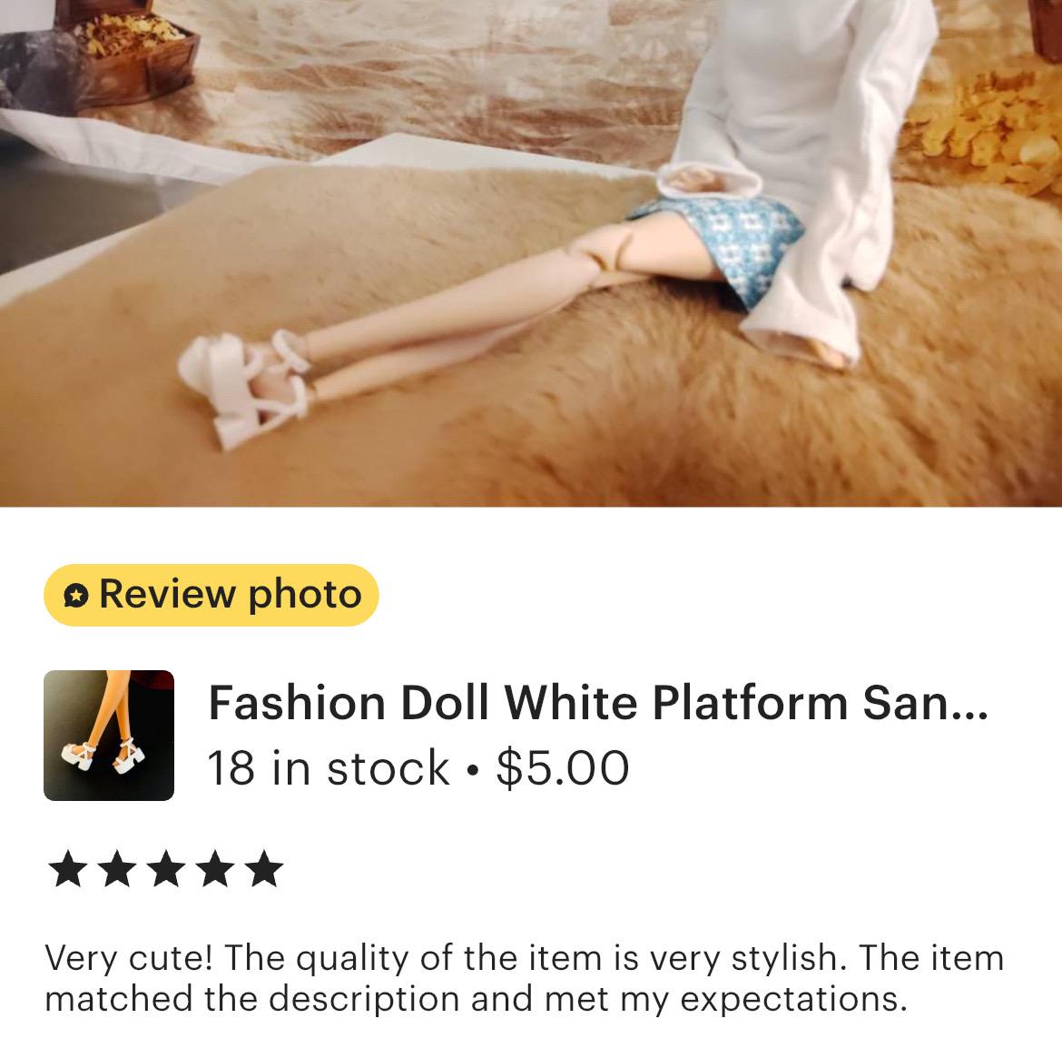 Fashion Doll White Platform Sandals: High Heel Shoes for Flat Feet Dolls