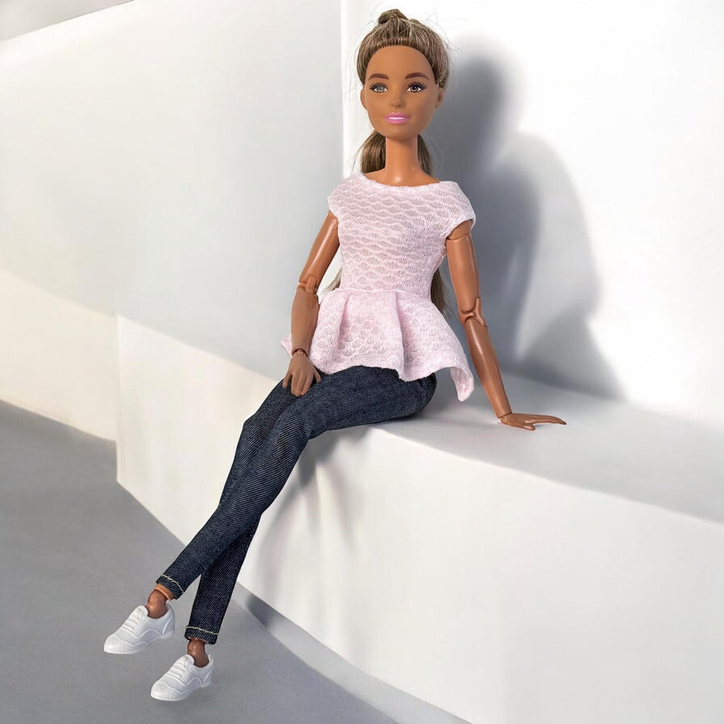 Doll Denim Skinny Jeans with White Shoes - Fits 11.5" Fashion Dolls, MTM