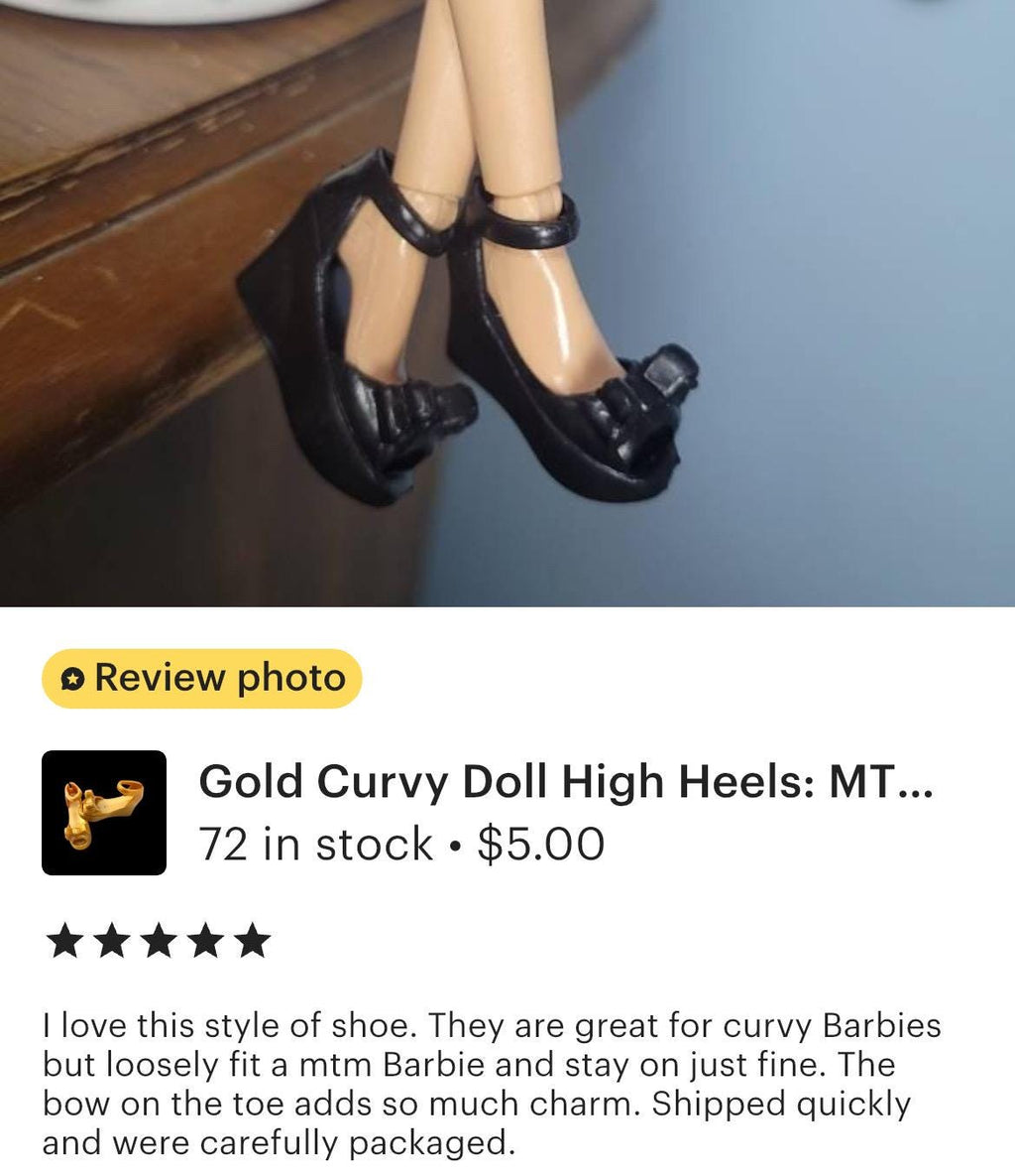 Gold Curvy Doll High Heels: MTM BJD Shoes, Assorted Colors