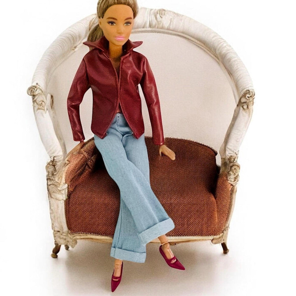 Fashion Doll Clothes, Denim Jeans & Leather Jacket, 1/6 Scale, 11 inch Modern