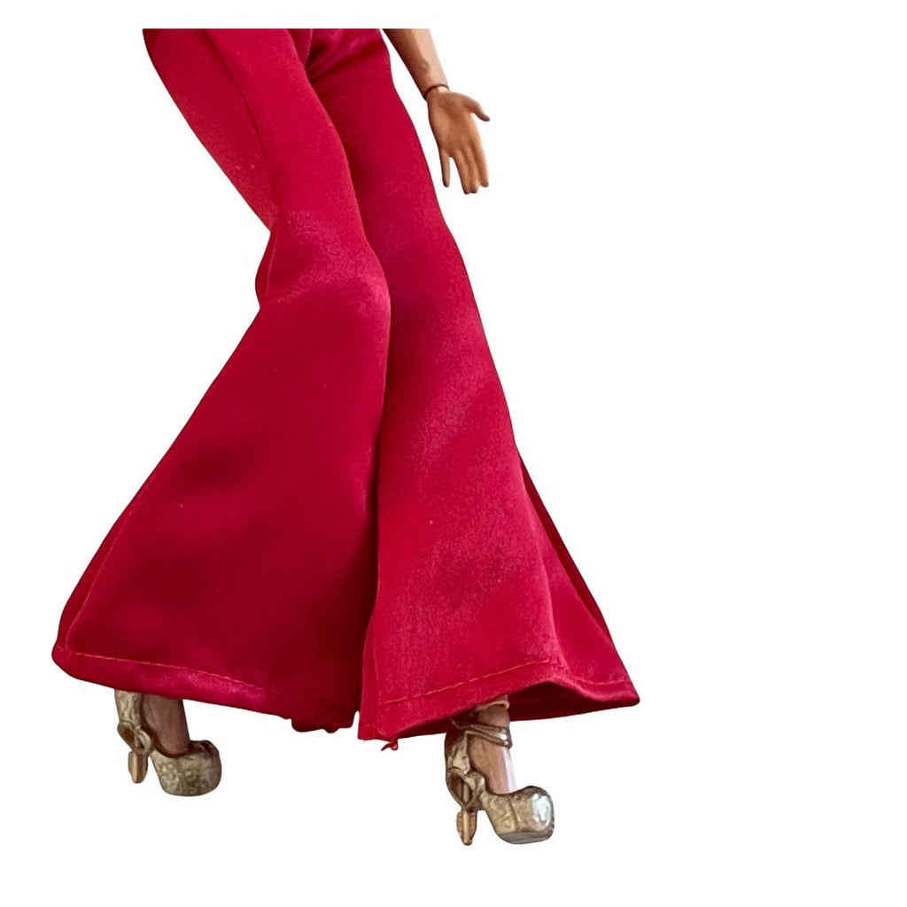 Red Satin-Style Jumpsuit Outfit, Coat & Shoes, 11.5" Fashion Doll Clothes