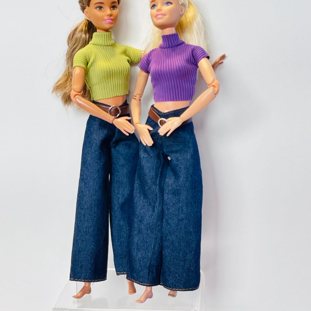 New Fashion Doll Outfit; Wide Leg Pants, Belt and Top, 1/6 Scale Doll Clothes
