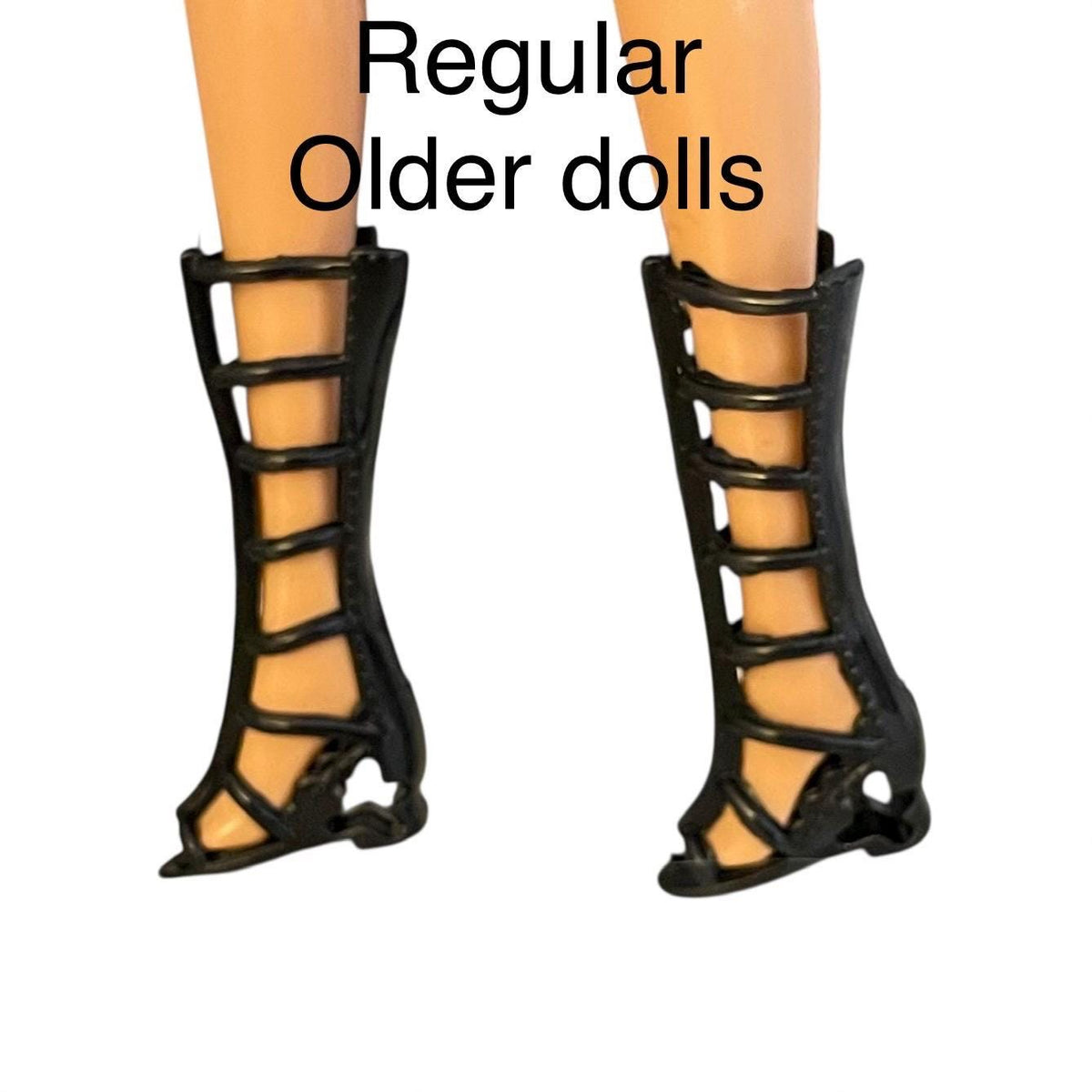 White Fashion Doll Shoes, Black Heels and Flats, Set of 5