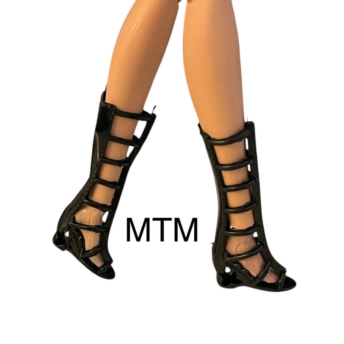 White Fashion Doll Shoes, Black Heels and Flats, Set of 5