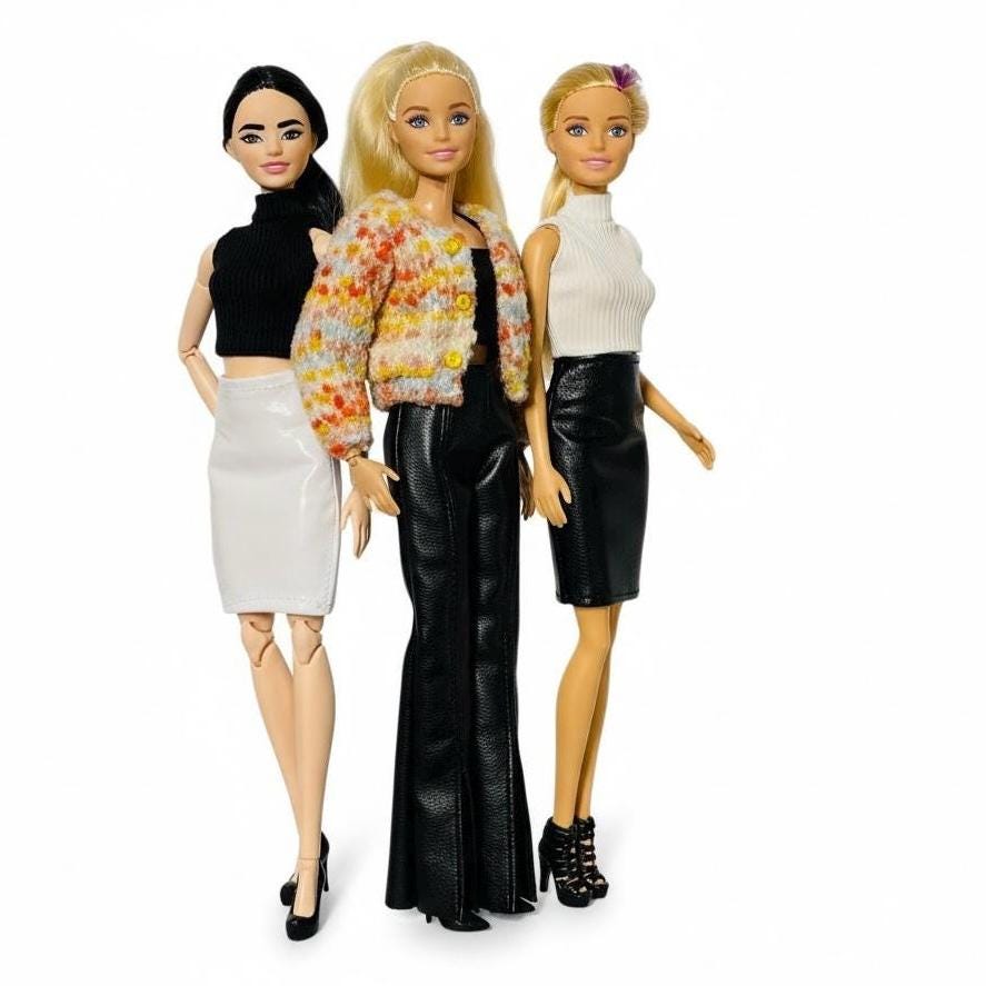 Faux Leather Fashion Doll Pants, Skirts and Accessories